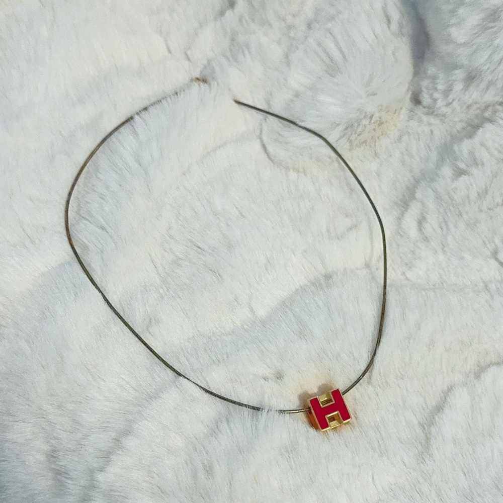 Hermes Cage H Red Pendant Necklace